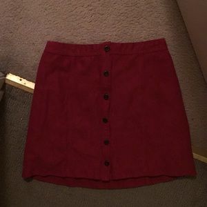 Hollister Red Suede Button-Up Skirt